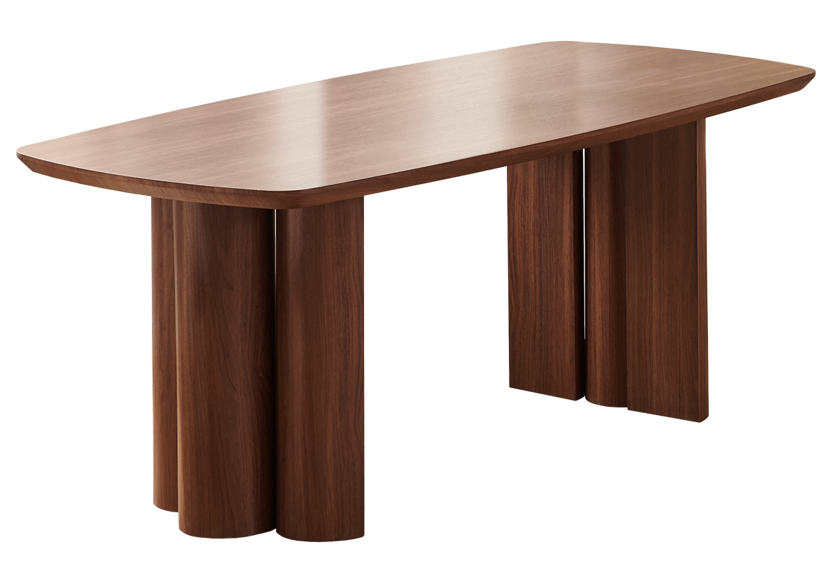 Ensemble table ovale noyer et 4 chaises velours | Zelix