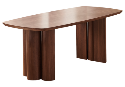 Ensemble table ovale noyer et 4 chaises velours | Zelix