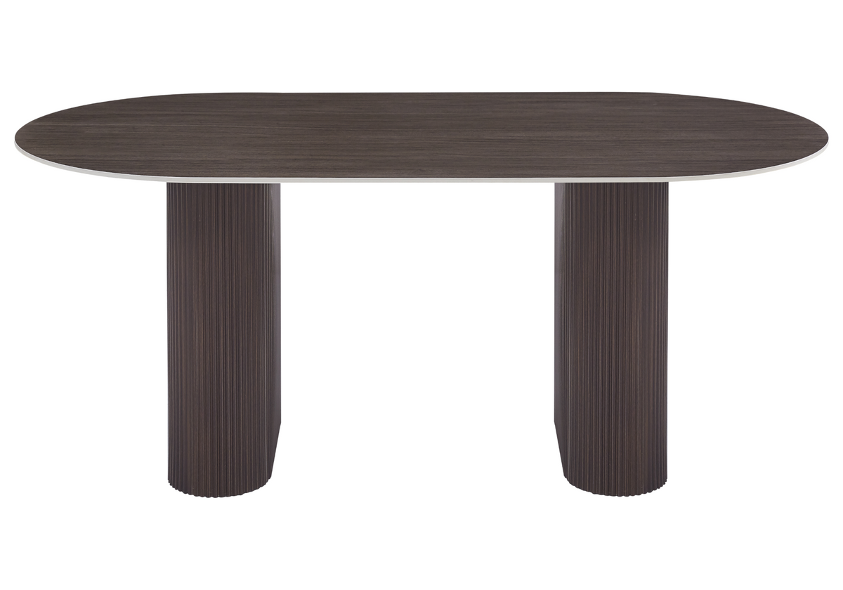 Table à manger ovale céramique effet bois noyer | Veyra