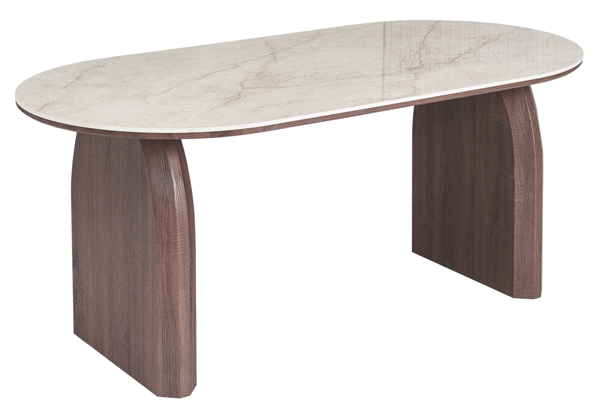 Ensemble table à manger ovale marbre et 4 chaises | Vexo