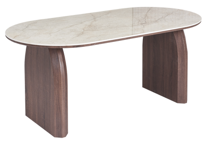 Ensemble table à manger ovale marbre et 4 chaises | Vexo