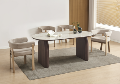 Ensemble table à manger ovale marbre et 4 chaises | Vexo