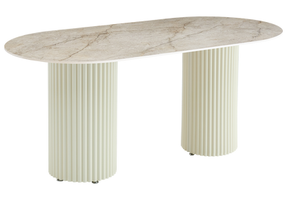 Table à manger ovale marbre brun et beige | Kaelis