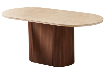 Ensemble table travertin noyer et 4 chaises | Zalor