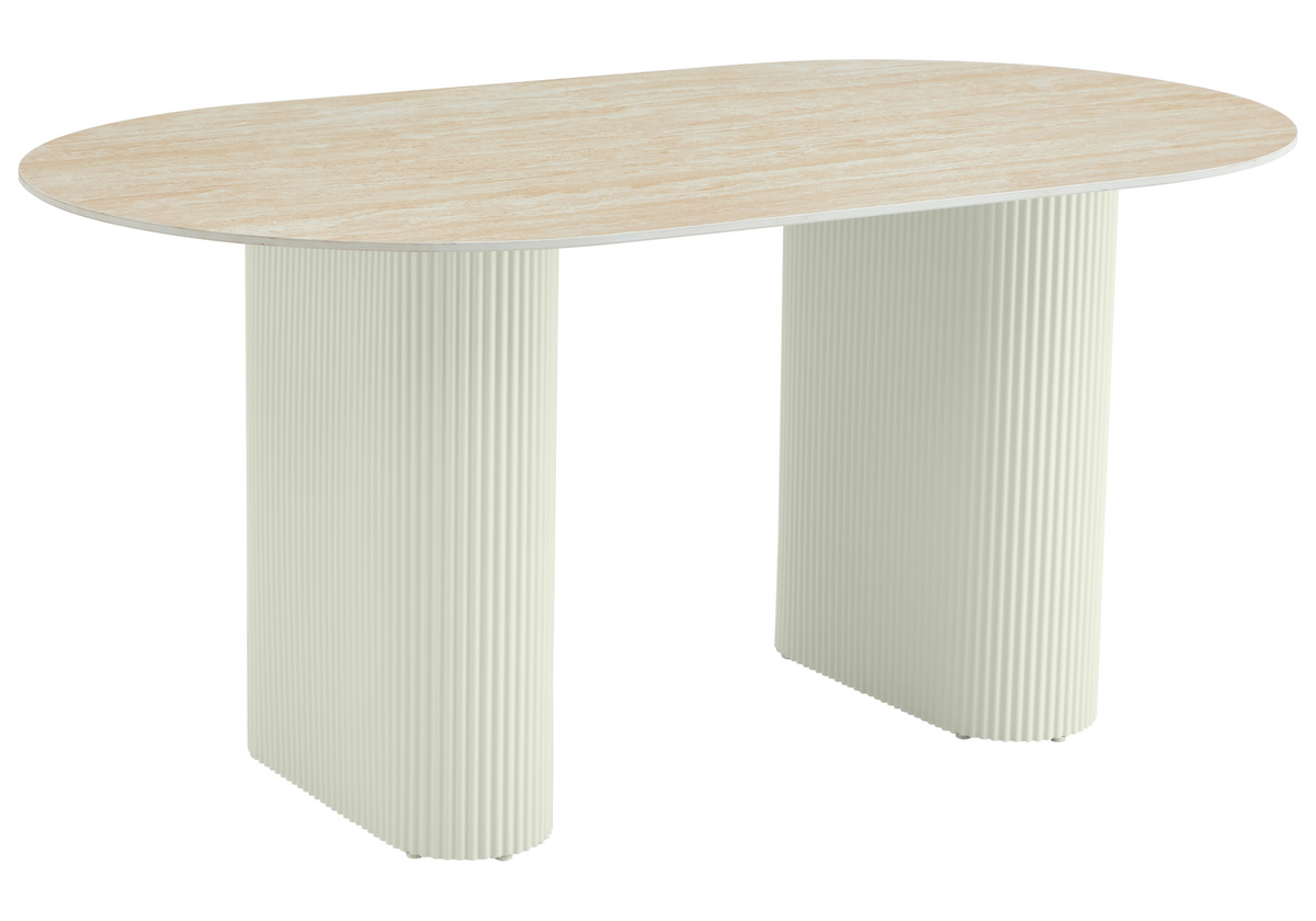 Table à manger ovale travertin beige 6-8 places | Veyra