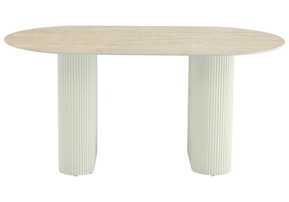 Table à manger ovale travertin beige 6-8 places | Veyra