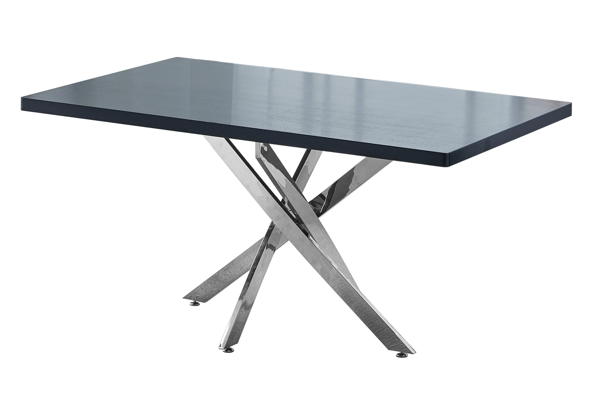 Table à manger moderne bois noir et acier argenté | Koda