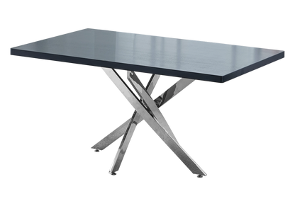 Table à manger moderne bois noir et acier argenté | Koda