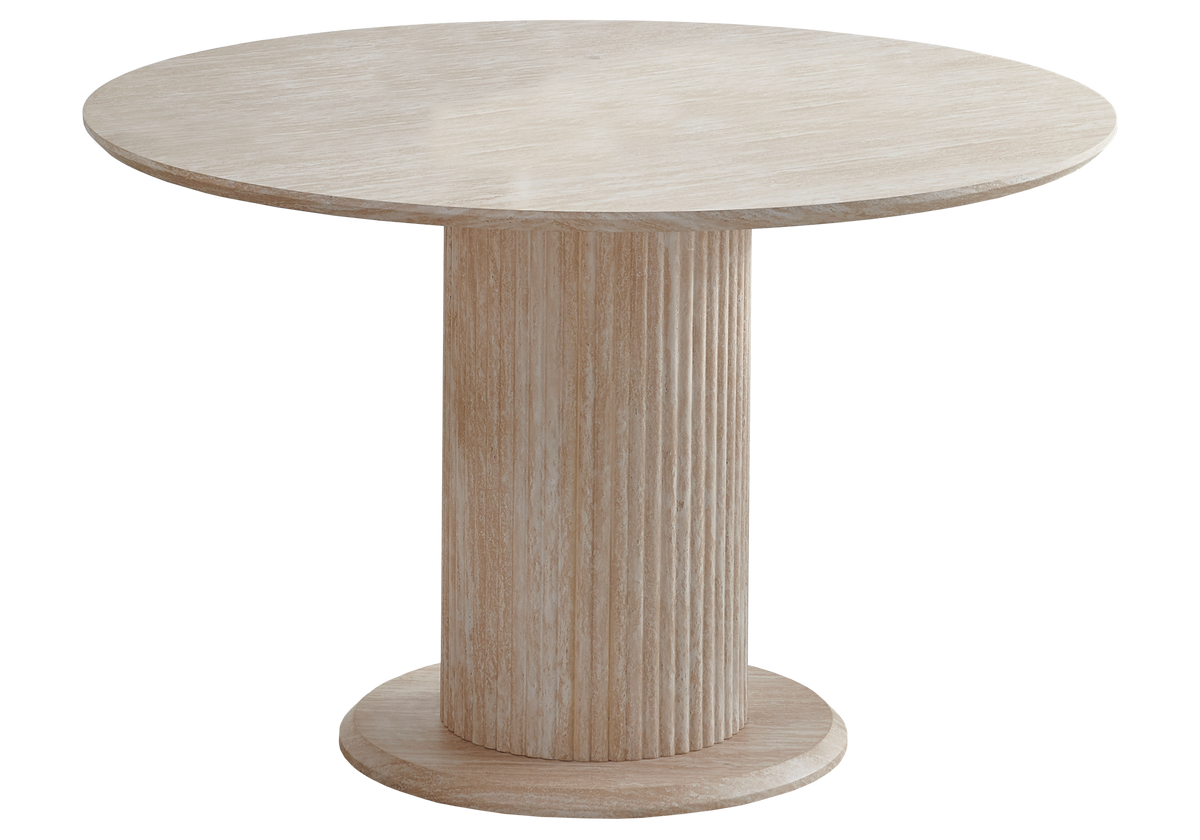 Ensemble table ronde travertin et 4 chaises | Vexta