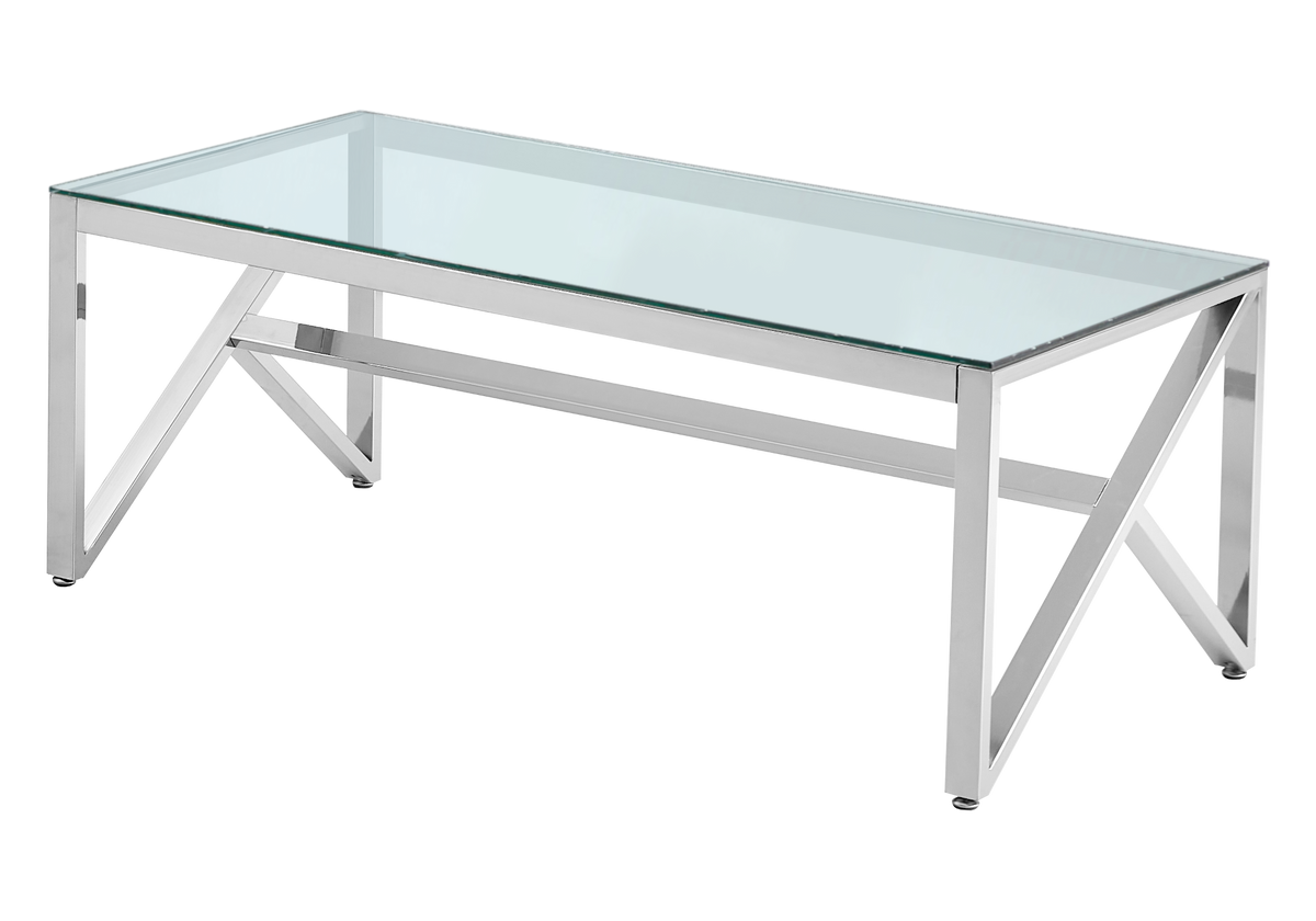 Table basse design verre et chrome argenté | Kiro