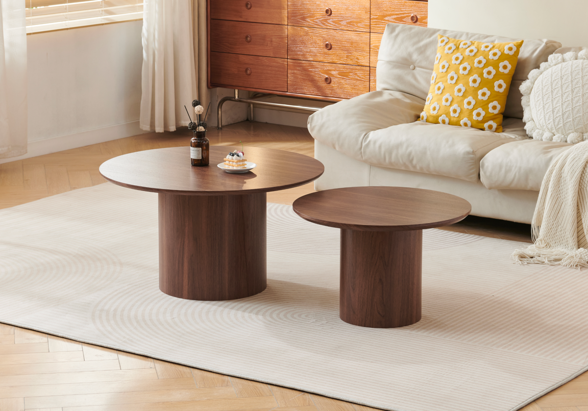 Tables basses gigognes rondes bois de noyer | Kova