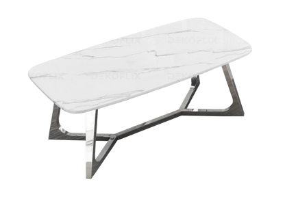 Table basse marbre blanc et métal chromé | Vetra