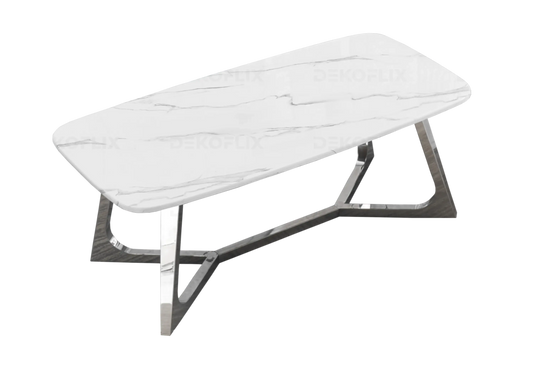 Table basse marbre blanc et métal chromé | Vetra