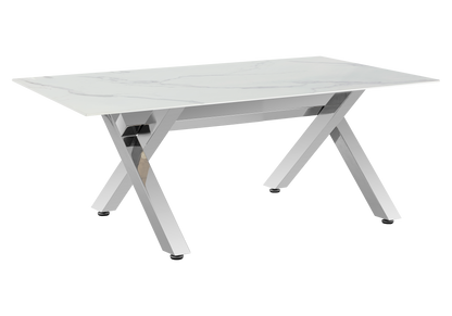 Table basse marbre blanc et pieds x argent | Zyro