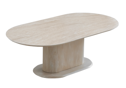 Table basse ovale effet travertin pour salon design | Vexta