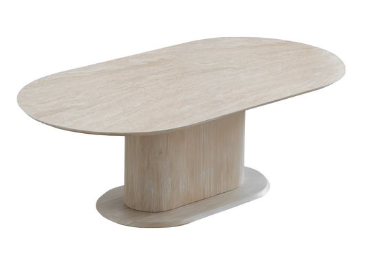 Table basse ovale effet travertin pour salon design | Vexta