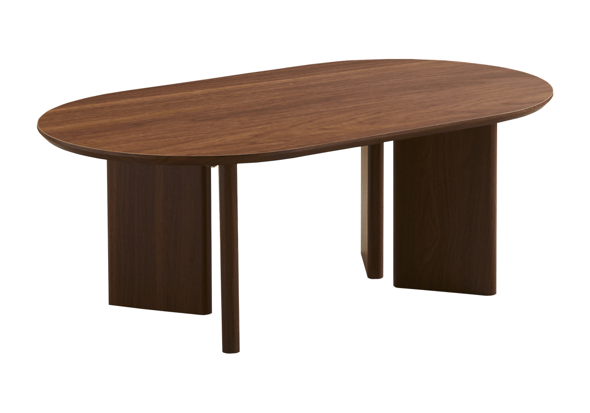 Table basse ovale finition noyer style japandi | Zelor