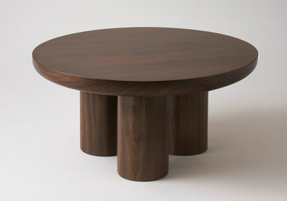 Ensemble table ronde noyer et chaises cannage | Zenth