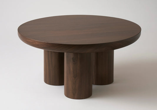 Table basse ronde noyer foncé design moderne | Zenth