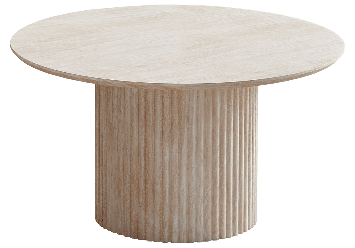 Table basse ronde en céramique effet travertin | Zylo