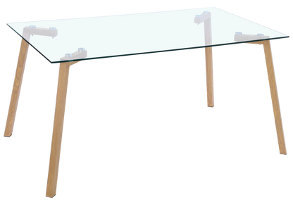 Table à manger verre trempé et pieds bois | Nico