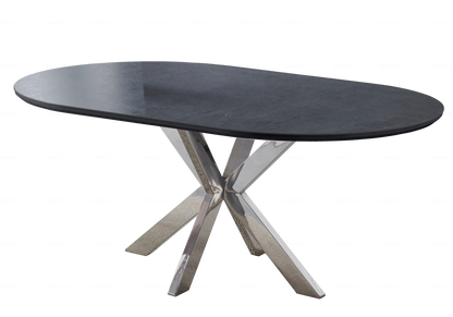 Table à manger ovale en céramique effet pierre | Zenix