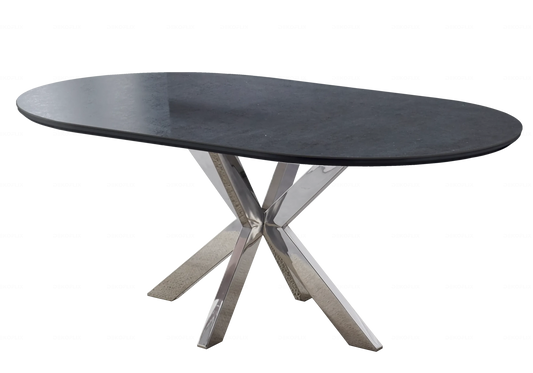 Table à manger ovale en céramique effet pierre | Zenix