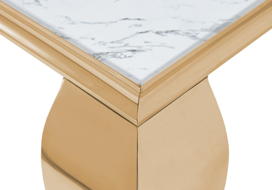 Meuble tv design marbre blanc et acier doré 160 cm | Halo