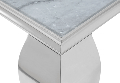 Table à manger rectangulaire marbre gris et argent | Halo