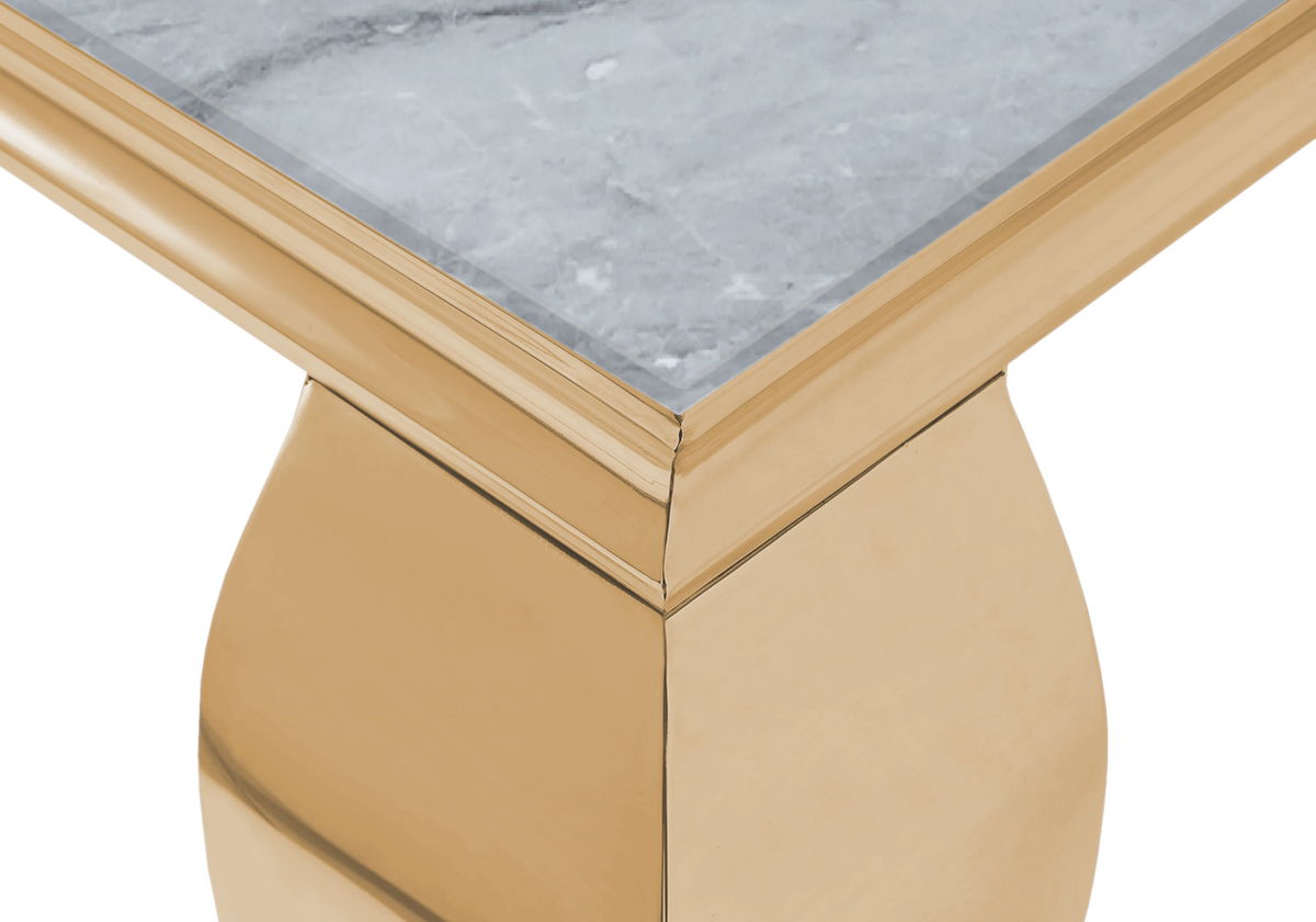 Console d'entrée design marbre gris et acier doré | Halo