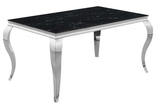 Table à manger rectangulaire marbre noir et argent | Halo
