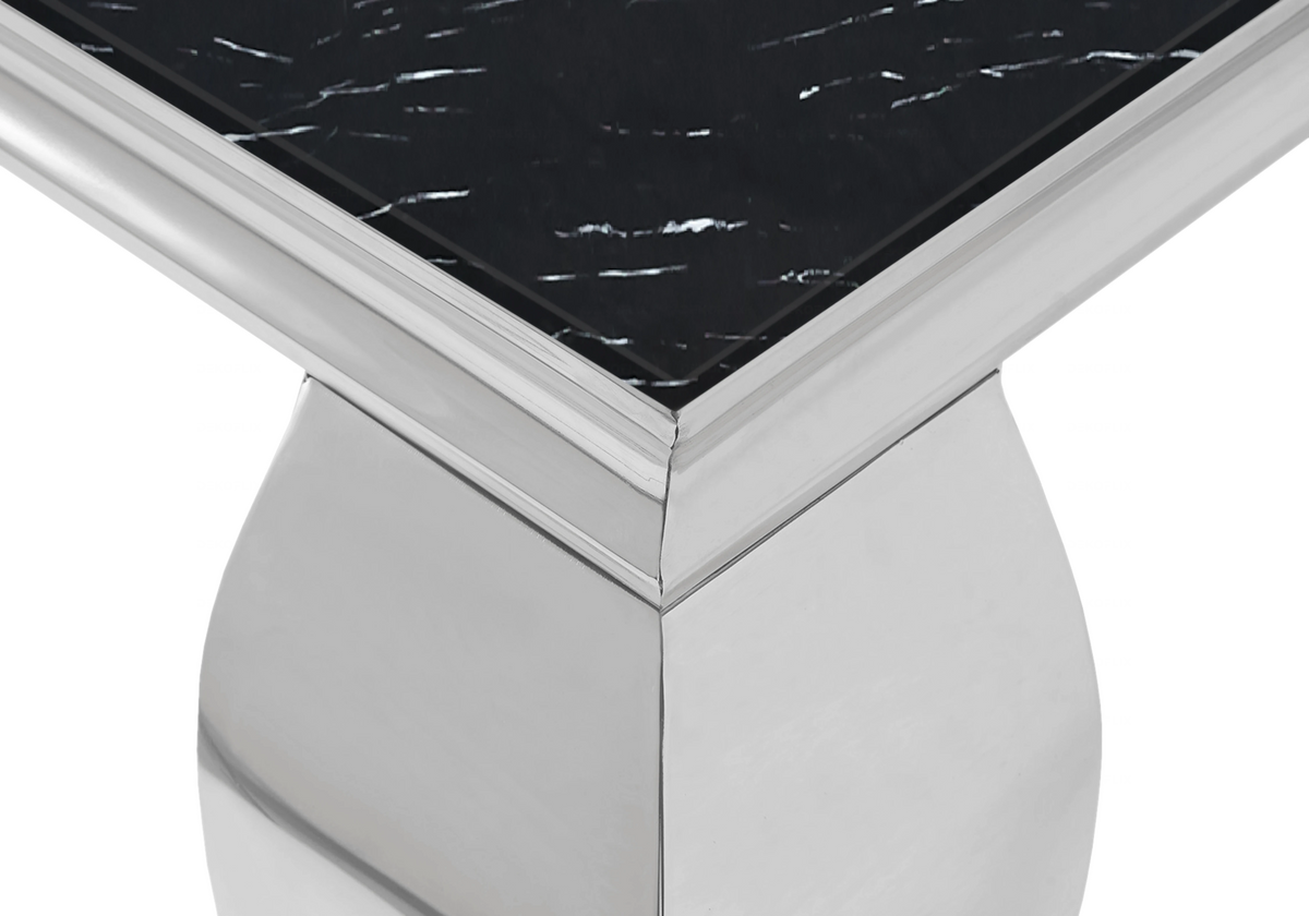 Console d'entrée design marbre noir et argent | Halo