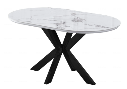 Table à manger ovale en céramique effet marbre | Zenix