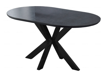 Table à manger ovale céramique noire effet pierre | Zenix