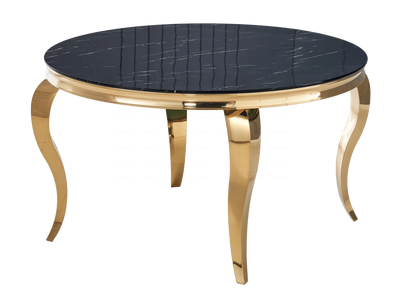 Table à manger ronde marbre noir et pieds dorés | Halo
