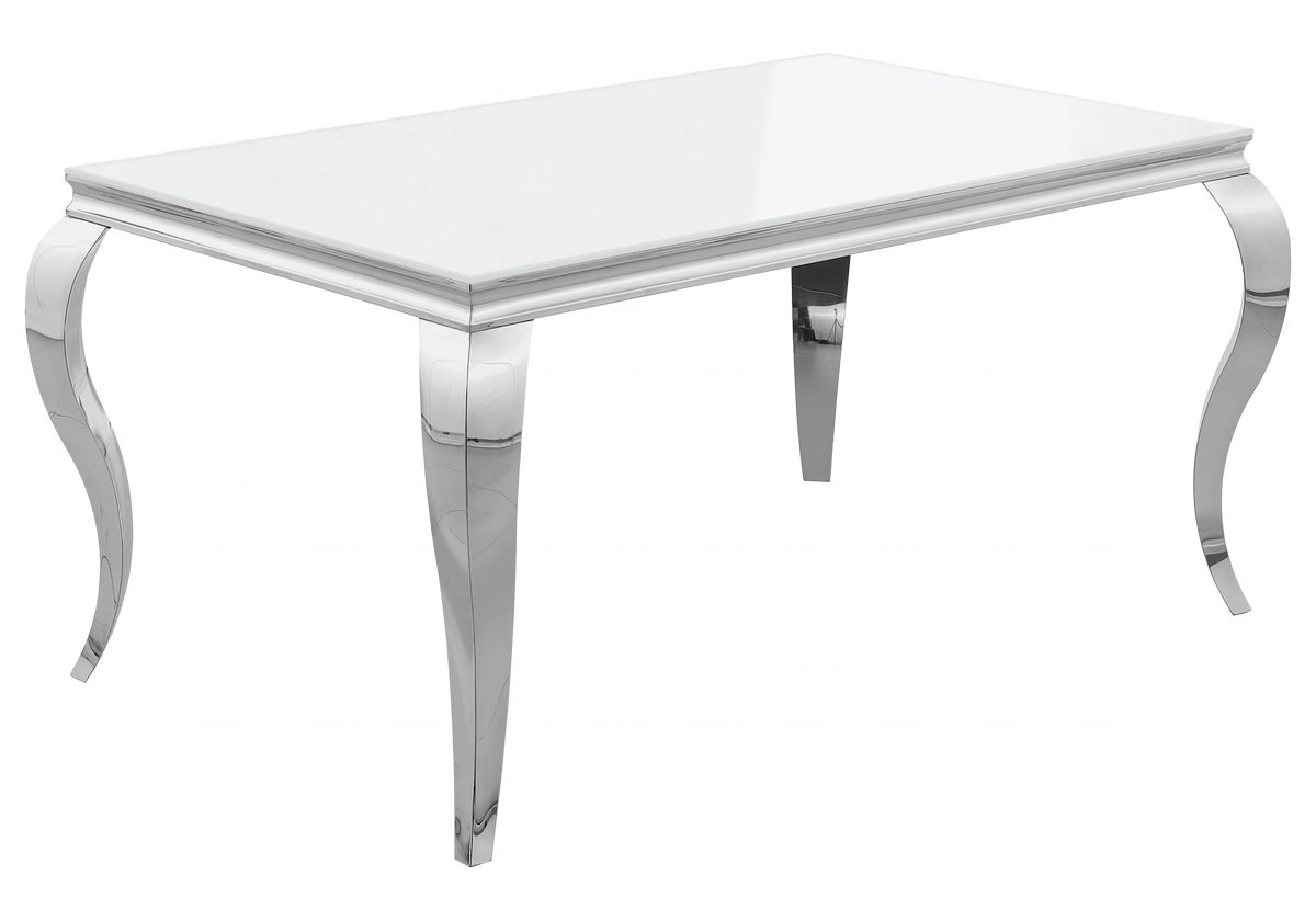 Ensemble table verre blanc et 4 chaises argent | Halo