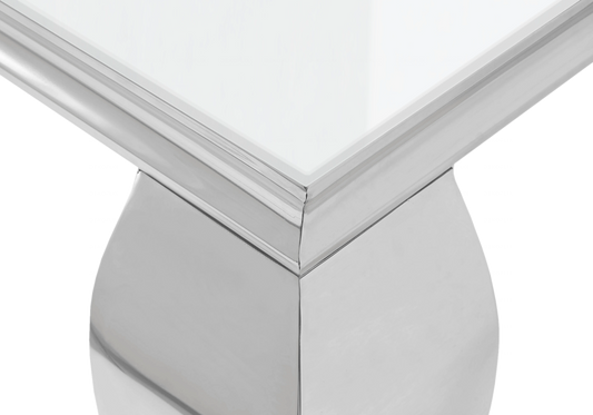 Meuble tv design verre blanc et métal argenté | Halo