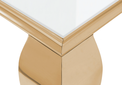 Meuble tv 160 cm verre blanc et métal doré | Halo