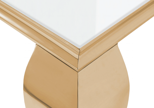Meuble tv 160 cm verre blanc et métal doré | Halo