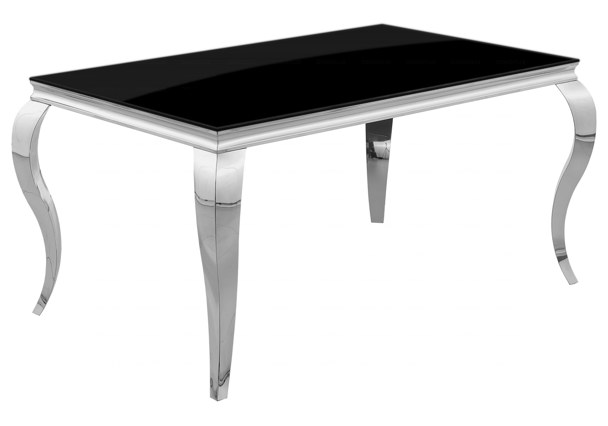 Table à manger rectangulaire verre noir et argent | Halo