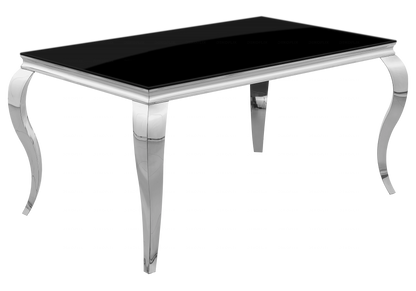 Table à manger rectangulaire verre noir et argent | Halo