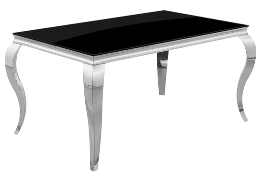 Table à manger rectangulaire verre noir et argent | Halo