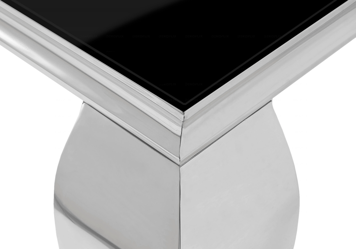 Bout de canapé design verre noir et argent | Halo