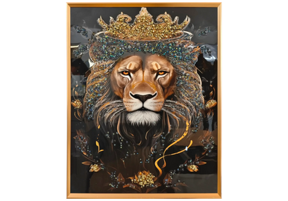 Tableau décoratif roi lion aux cristaux dorés | Viyo