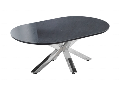 Table basse ovale en céramique noire et argent | Zenix