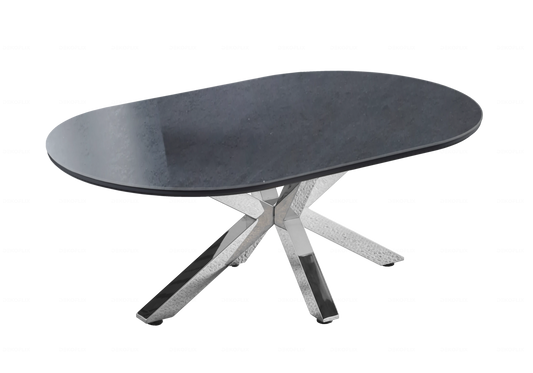 Table basse ovale en céramique noire et argent | Zenix
