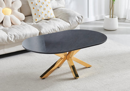 Table basse ovale céramique et piétement doré | Zenix