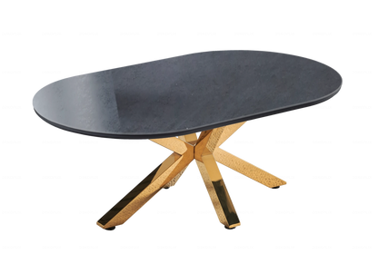 Table basse ovale céramique et piétement doré | Zenix