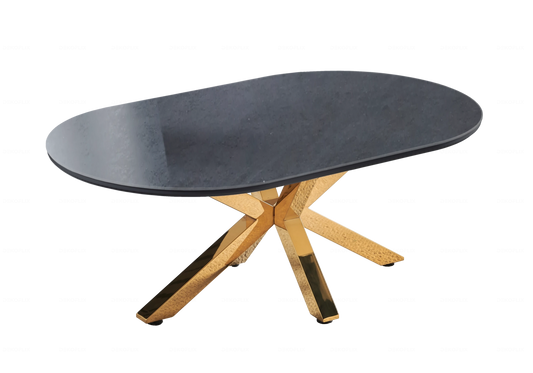Table basse ovale céramique et piétement doré | Zenix