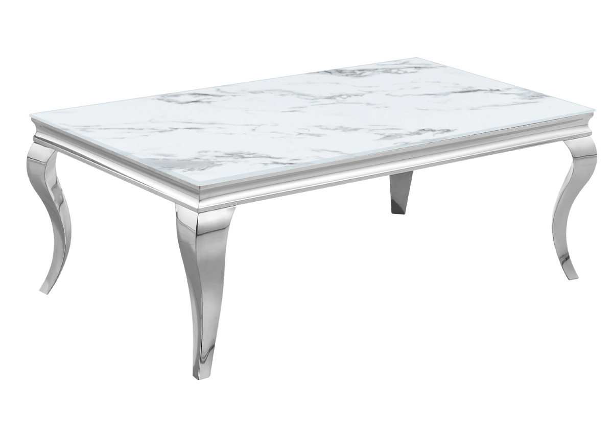 Table basse rectangulaire effet marbre blanc | Halo